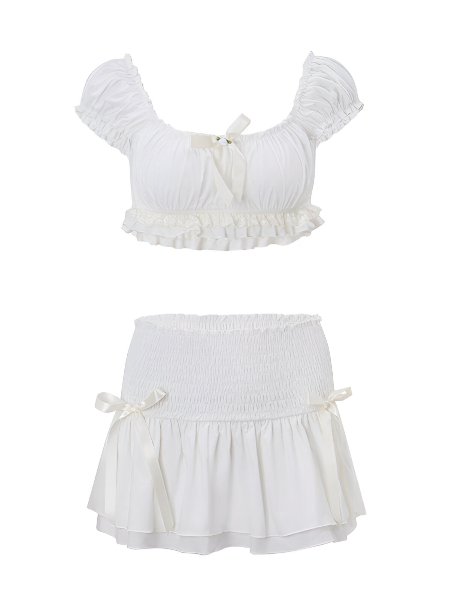 Cute White Two-Piece Outfit