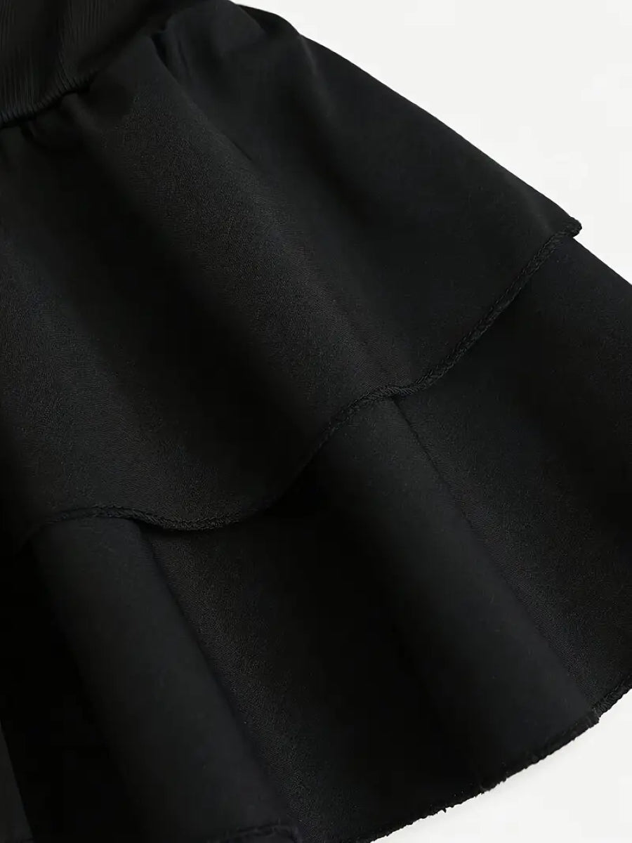 Elegant Black Ruched Halter Dress