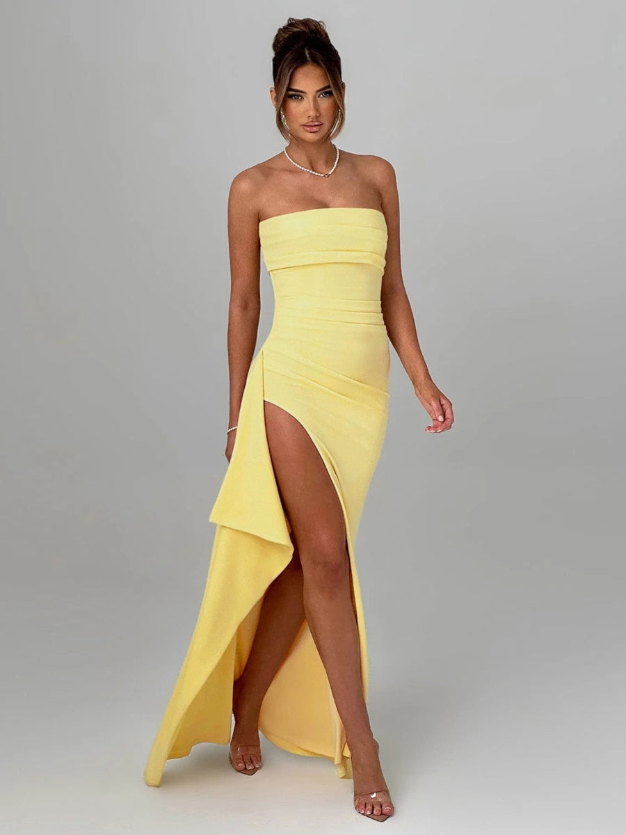 Elegant Off-Shoulder Split Maxi Dress
