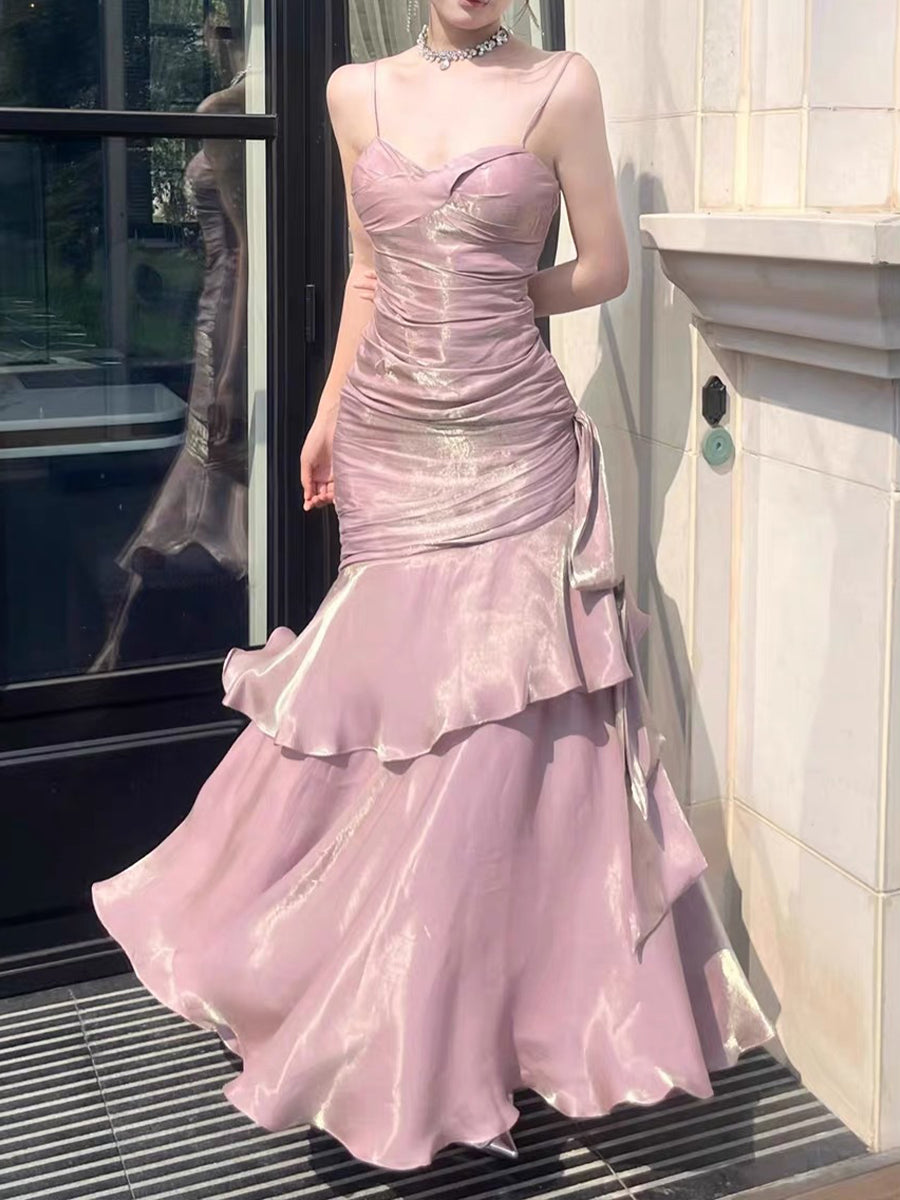 Elegant Ruffle Strap Maxi Dress