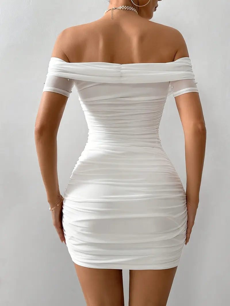 Elegant White Pearl Mermaid Dress