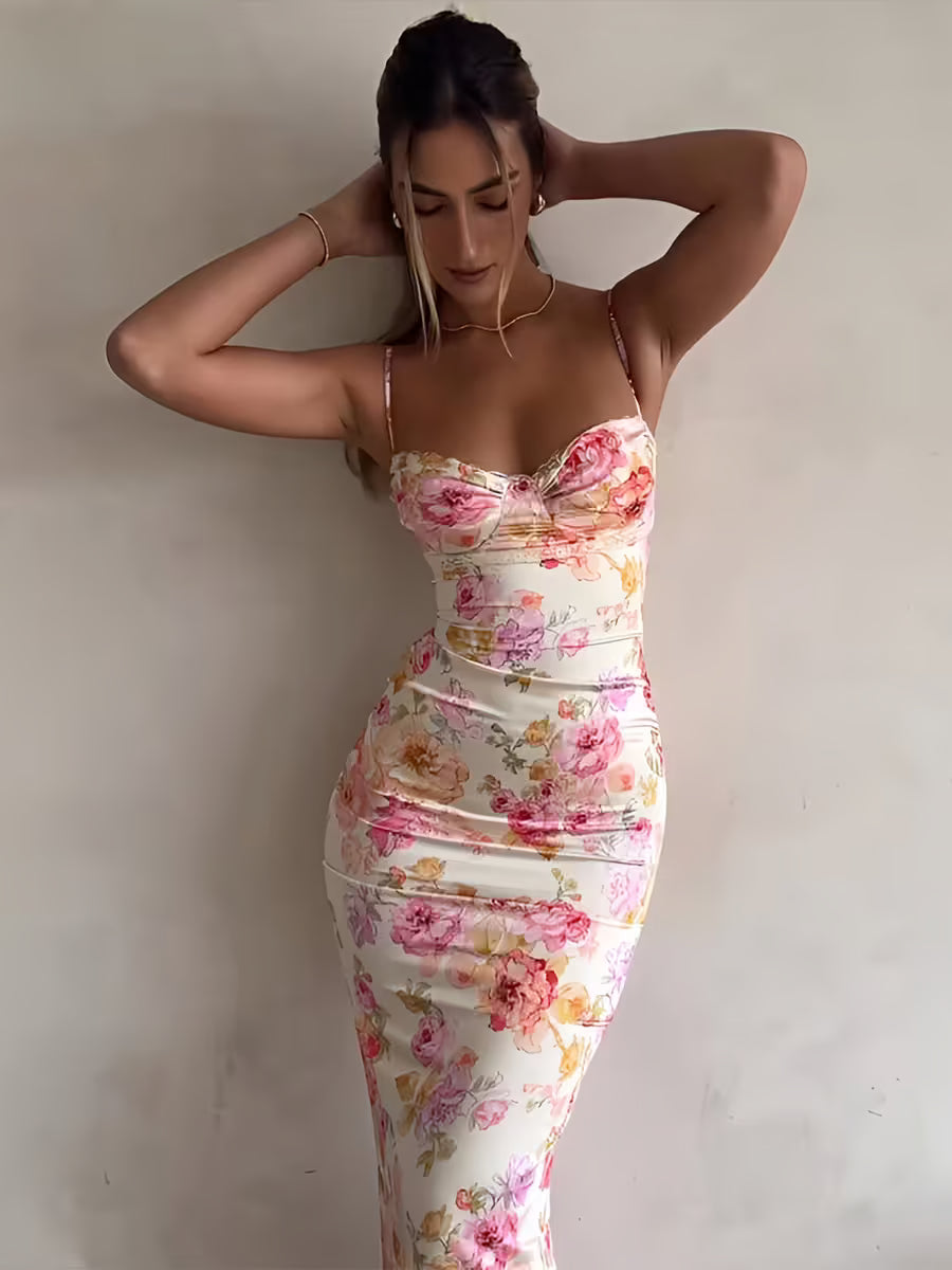 Elegant Floral Print Maxi Dress