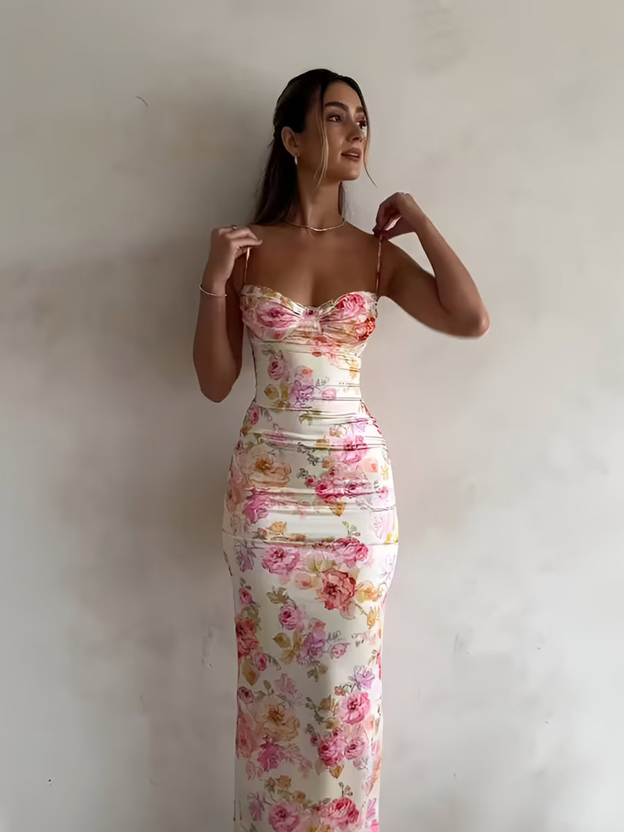 Elegant Floral Print Maxi Dress