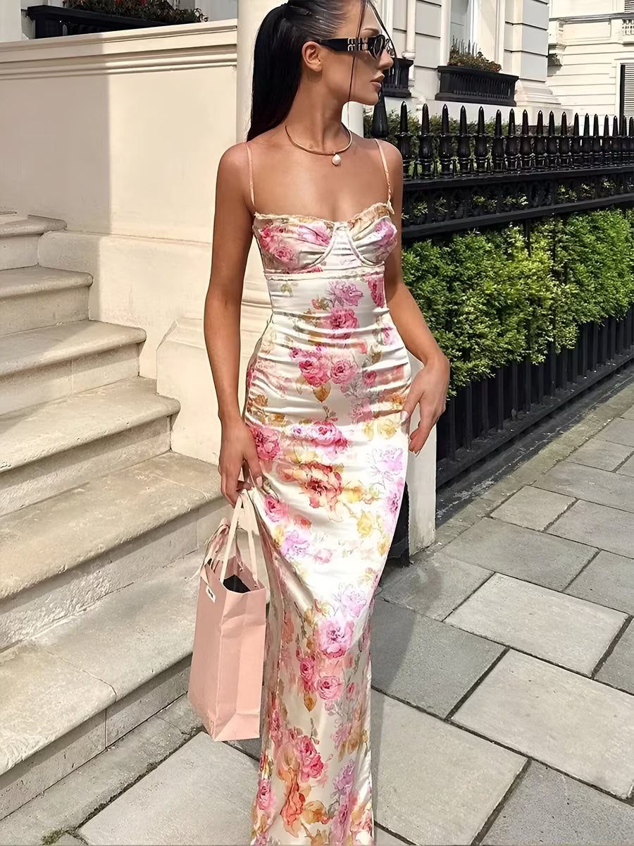 Elegant Floral Print Maxi Dress