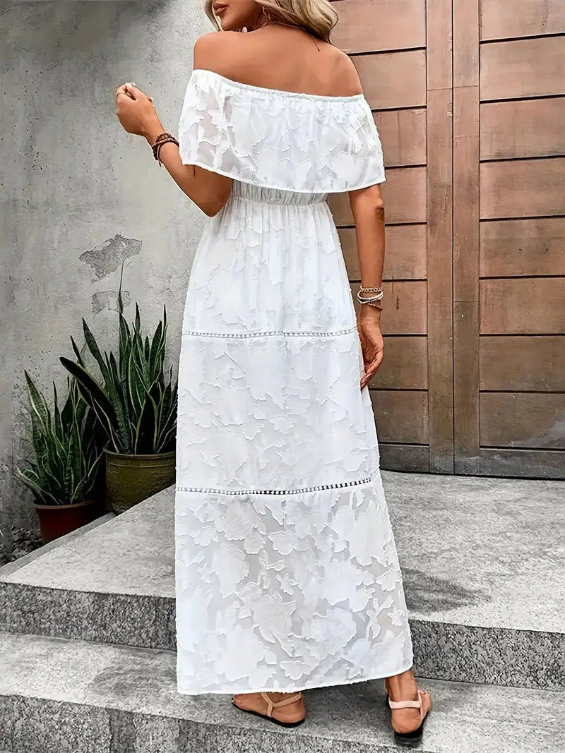 Off-Shoulder Chiffon Bell Sleeve Dress