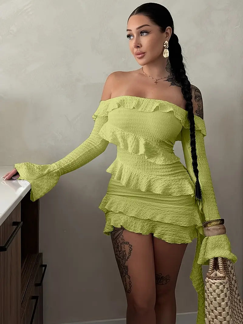 Off-Shoulder Mini Evening Dress