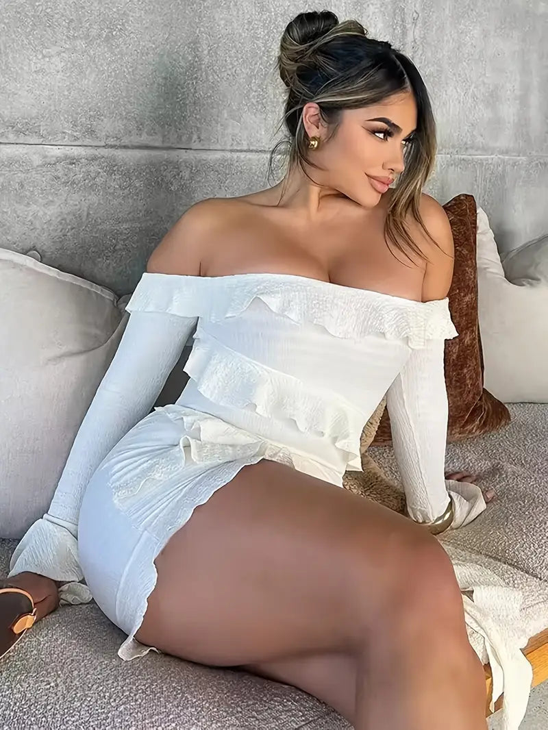 Off-Shoulder Mini Evening Dress