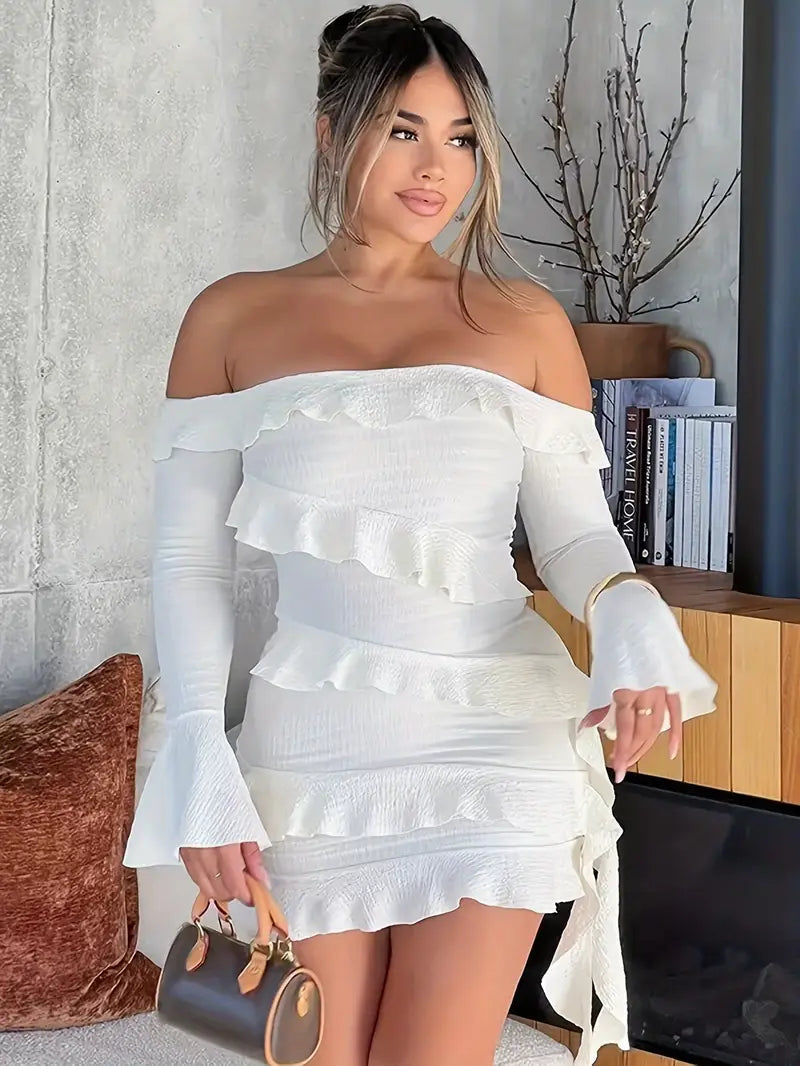 Off-Shoulder Mini Evening Dress