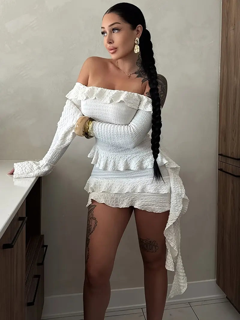 Off-Shoulder Mini Evening Dress