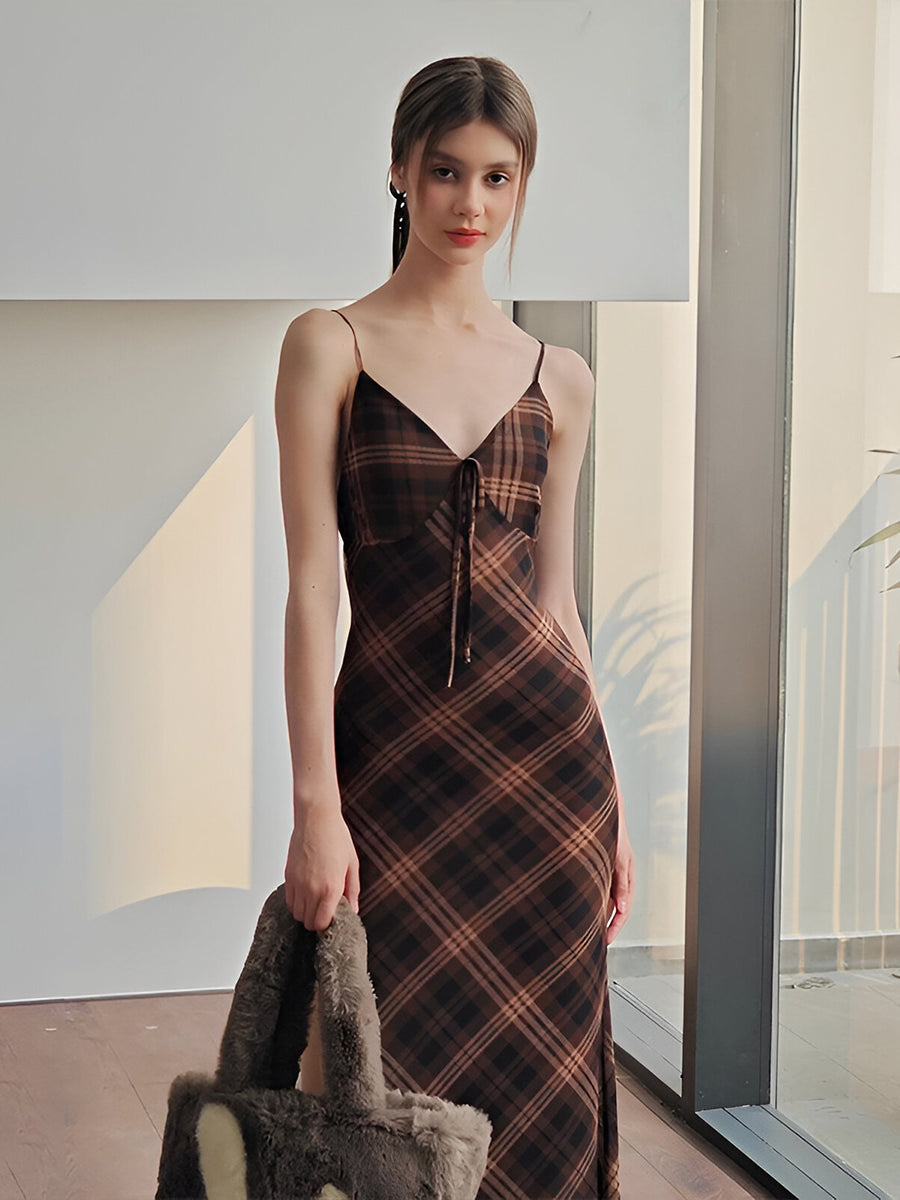 Plaid Slip Maxi Dress