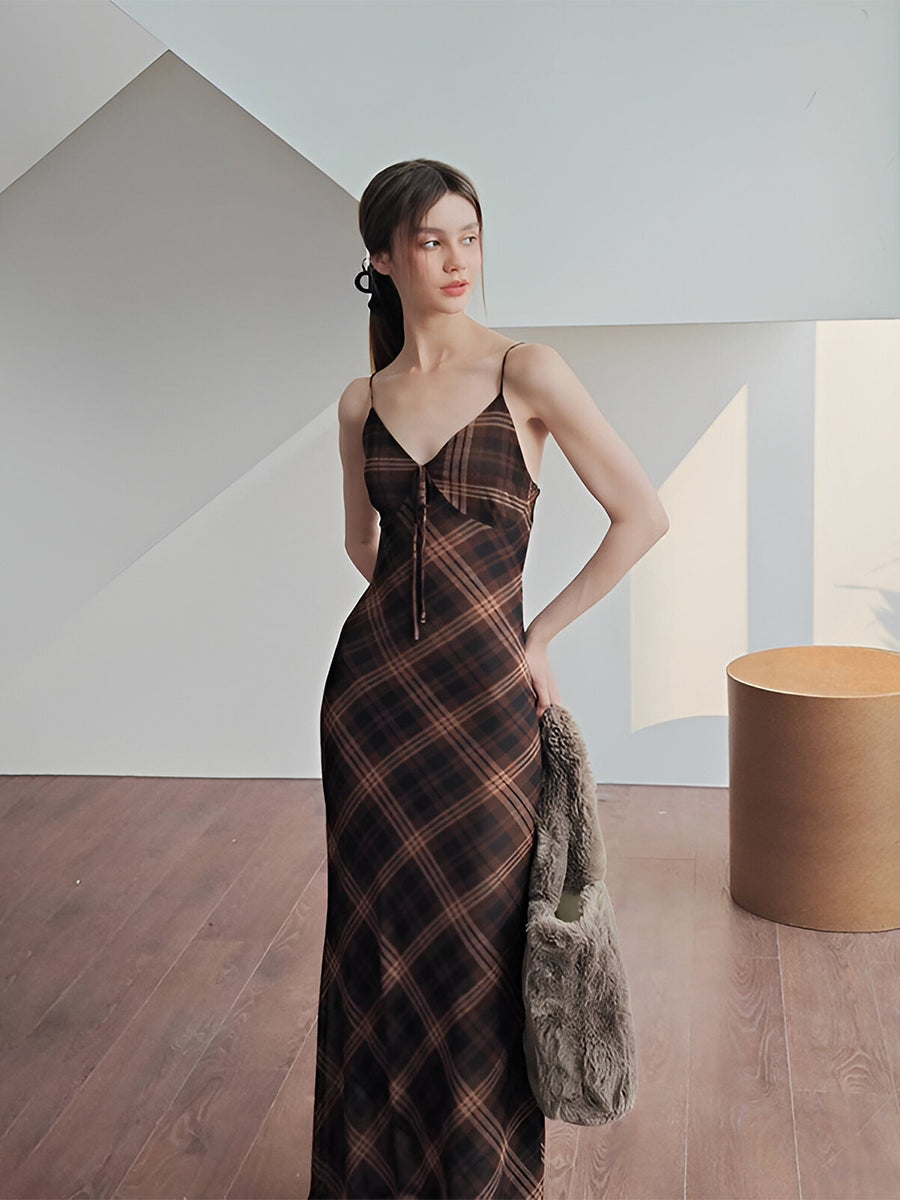 Plaid Slip Maxi Dress