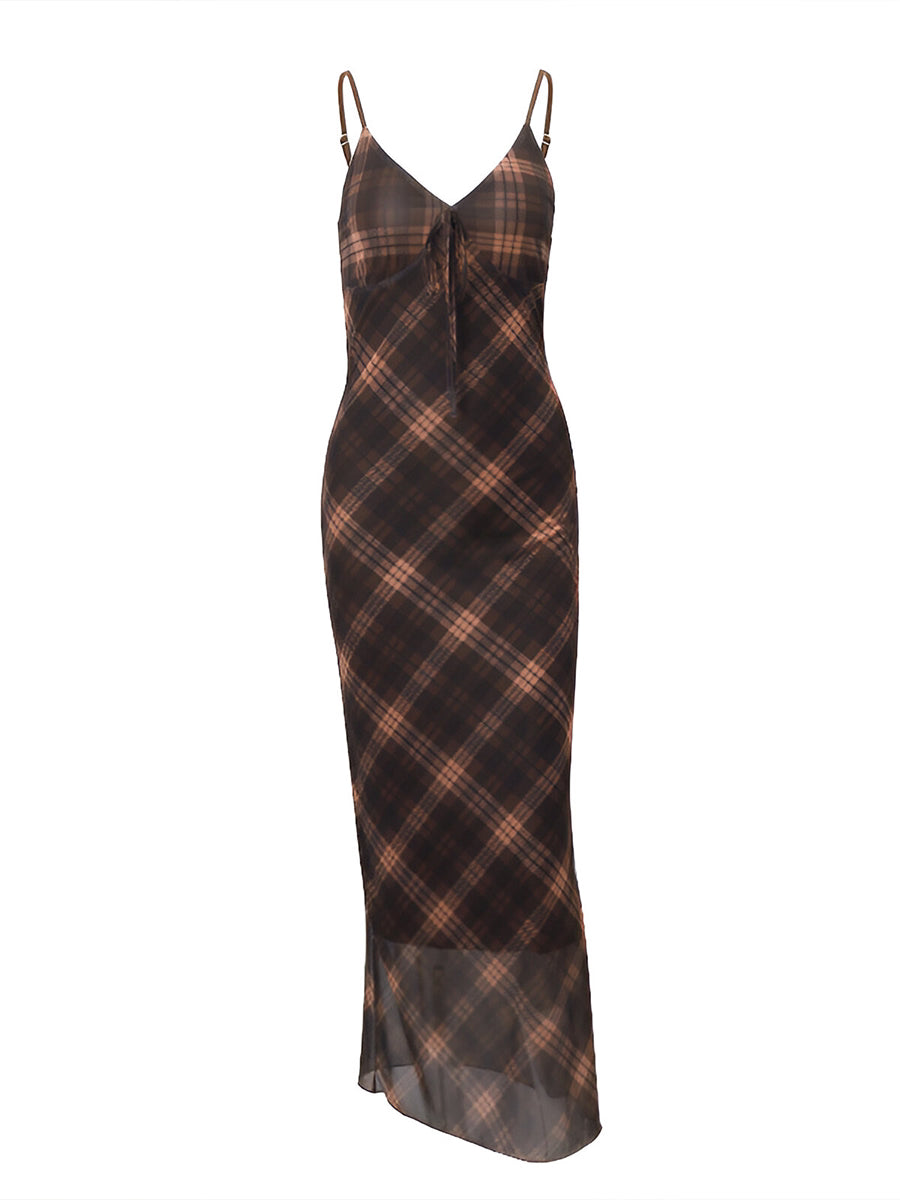 Plaid Slip Maxi Dress