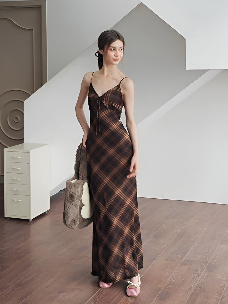 Plaid Slip Maxi Dress
