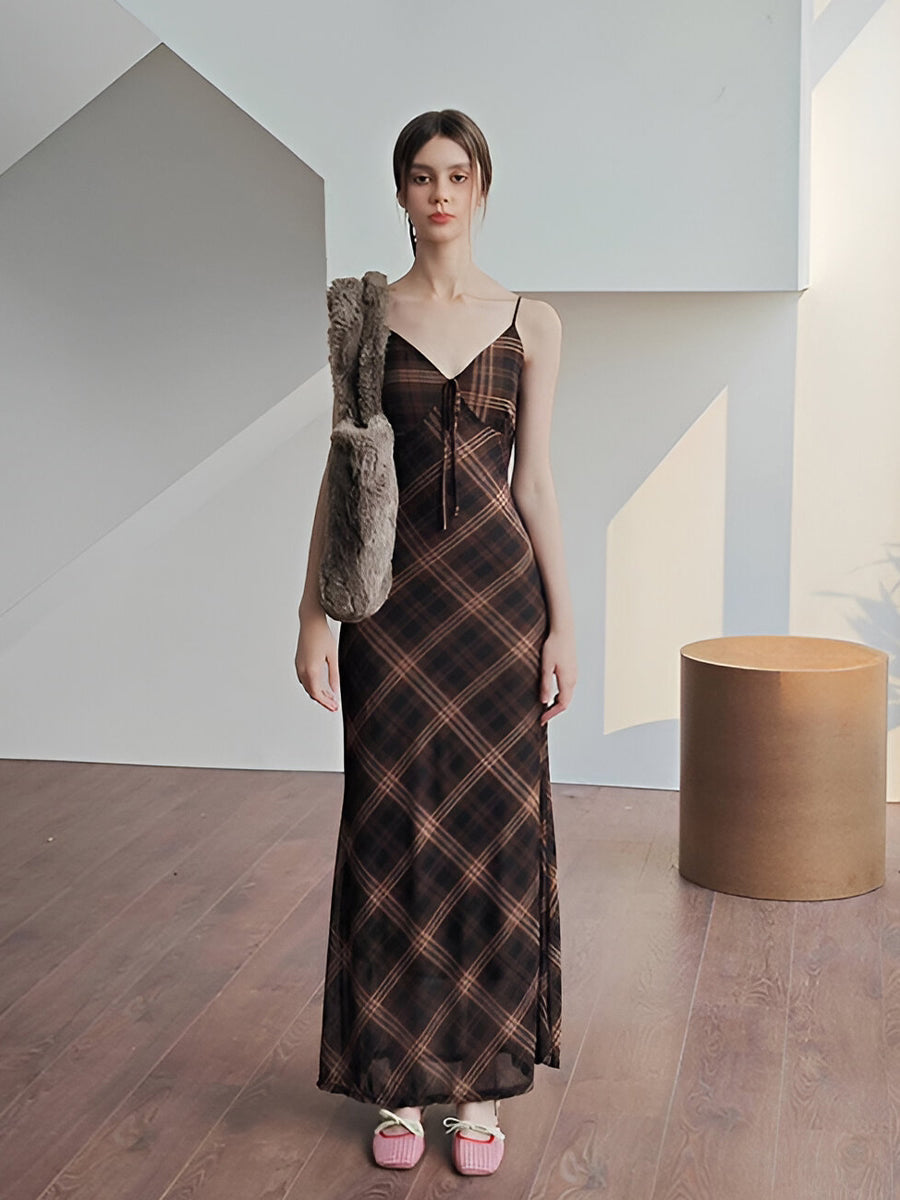 Plaid Slip Maxi Dress