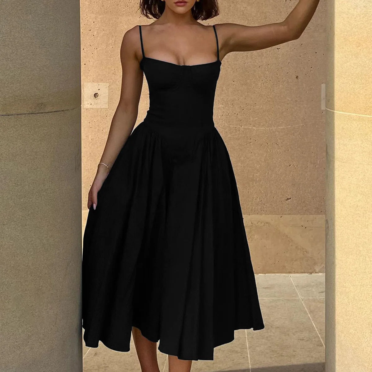Suninheart Red Spaghetti Strap Midi Dress