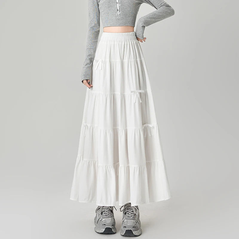 Korean Preppy Style Blue Midi Skirt