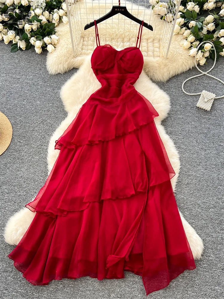 Sleeveless Zipper Ruffle Dress