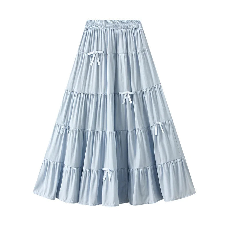 Korean Preppy Style Blue Midi Skirt