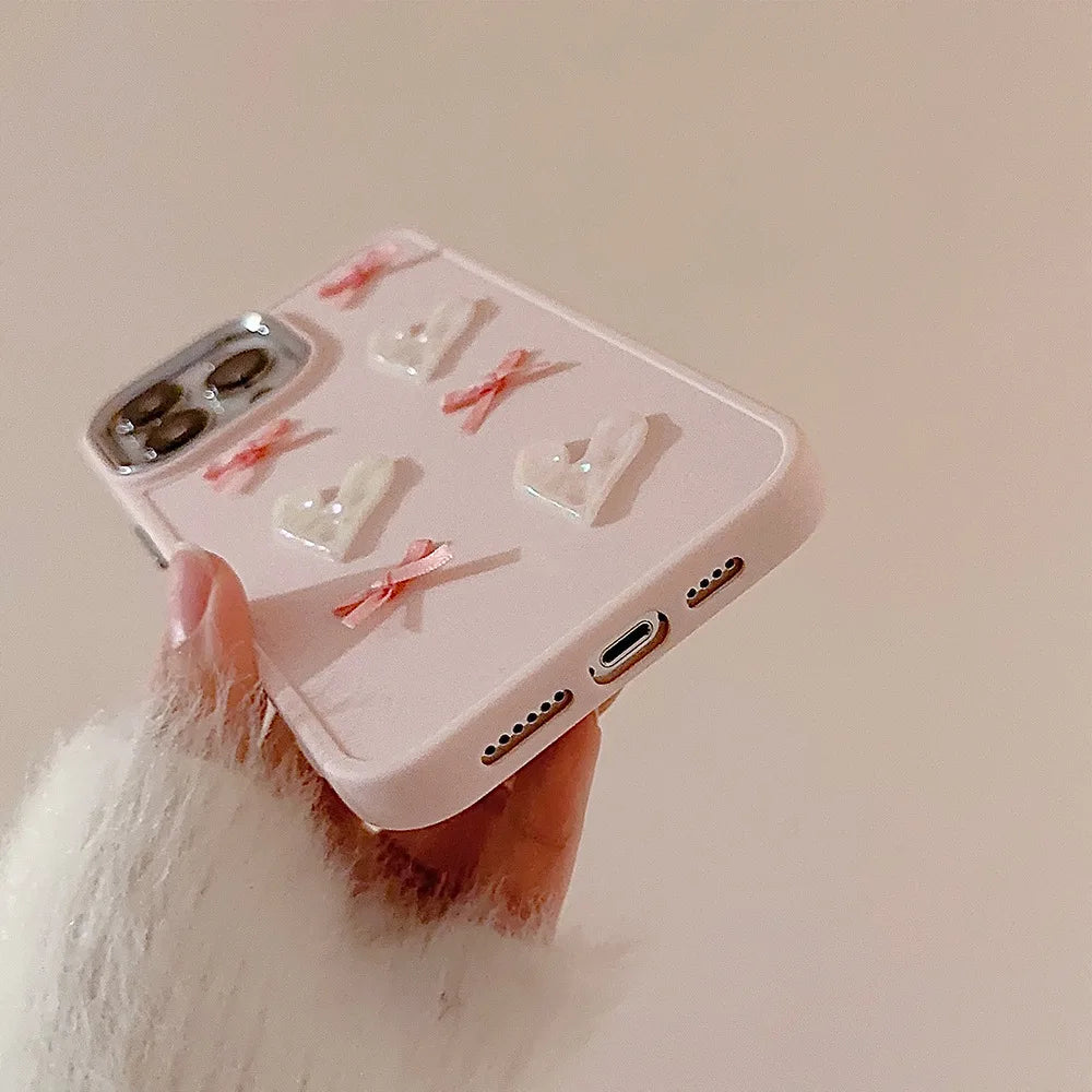 Cute 3D Pearl Love Heart iPhone Case