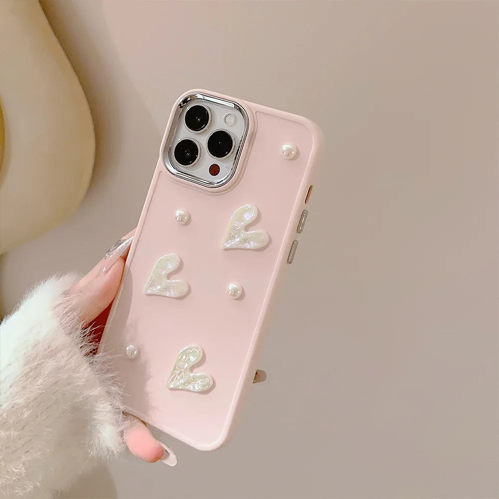 Cute 3D Pearl Love Heart iPhone Case