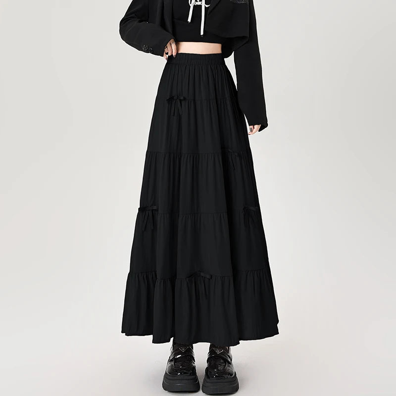 Korean Preppy Style Blue Midi Skirt