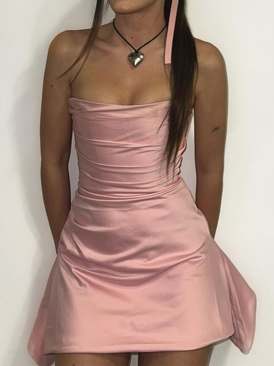 Satin Strapless Mini Dress