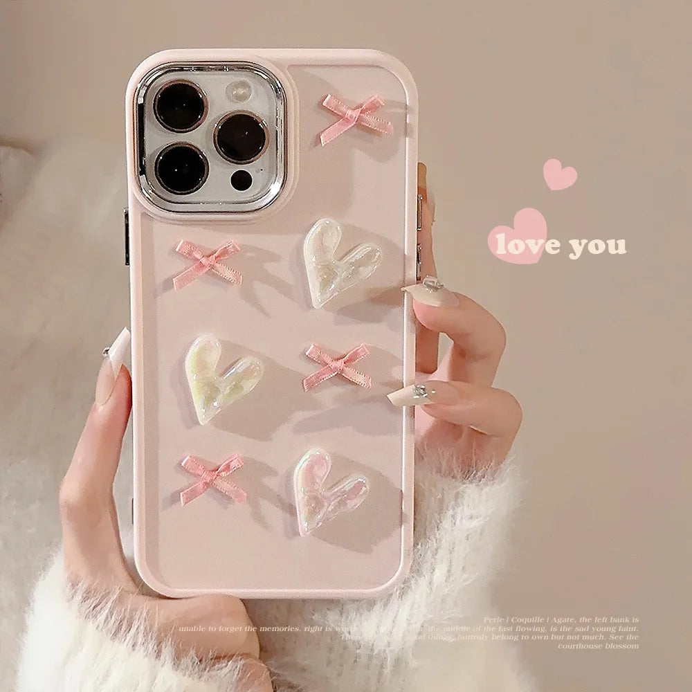 Cute 3D Pearl Love Heart iPhone Case