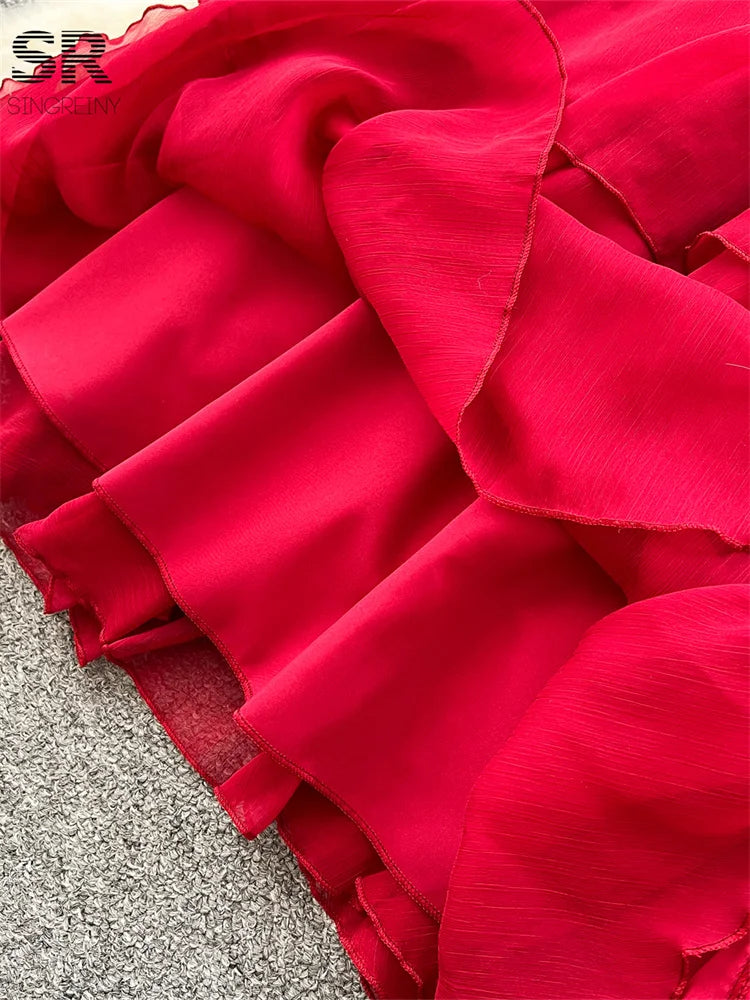 Sleeveless Zipper Ruffle Dress
