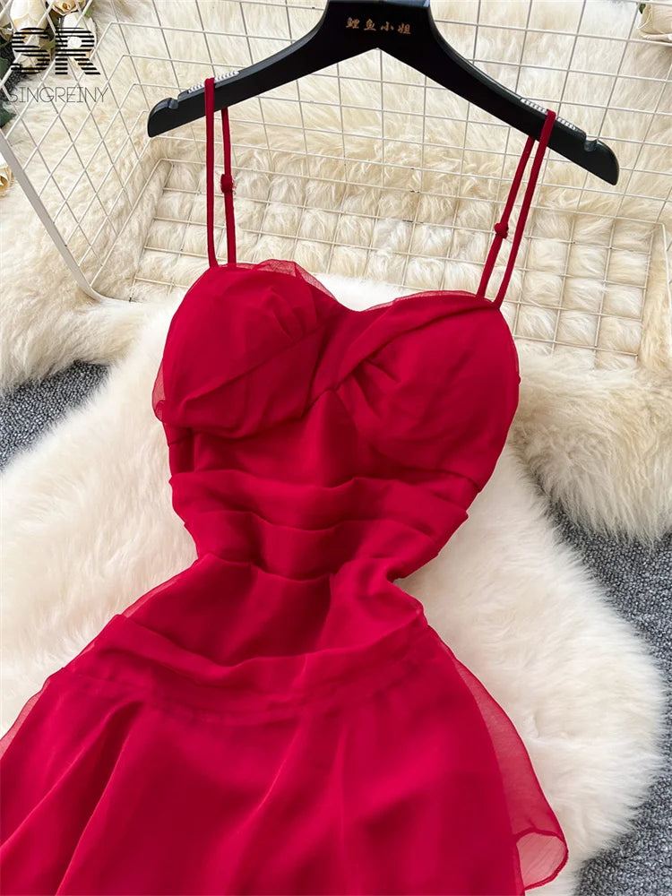 Sleeveless Zipper Ruffle Dress