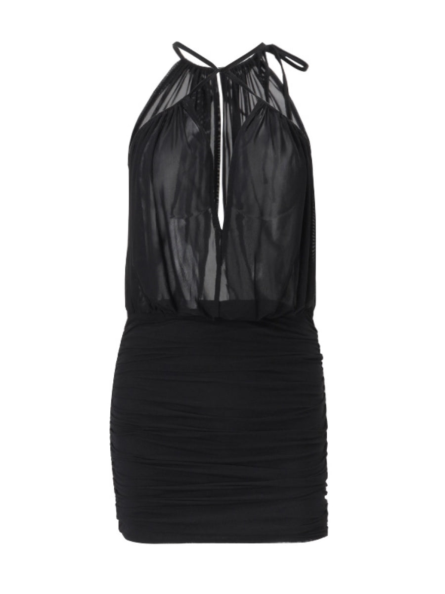 Sexy Plunge Neck Mini Dress