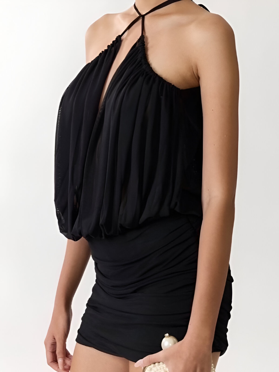 Sexy Plunge Neck Mini Dress