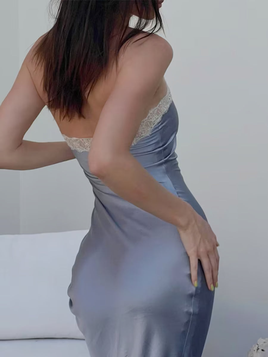 Sexy Satin Off-Shoulder Maxi Dress