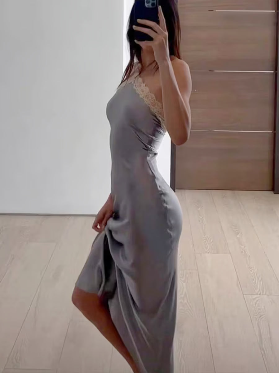 Sexy Satin Off-Shoulder Maxi Dress