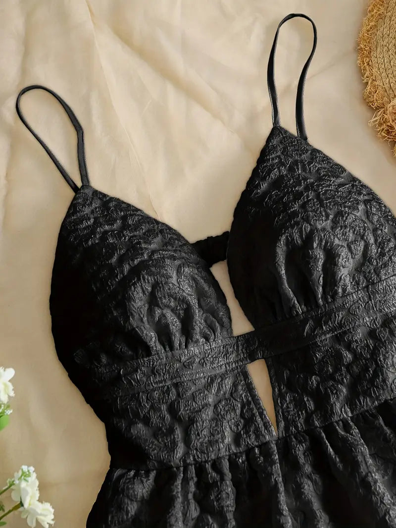 Solid Black A-Line Summer Dress