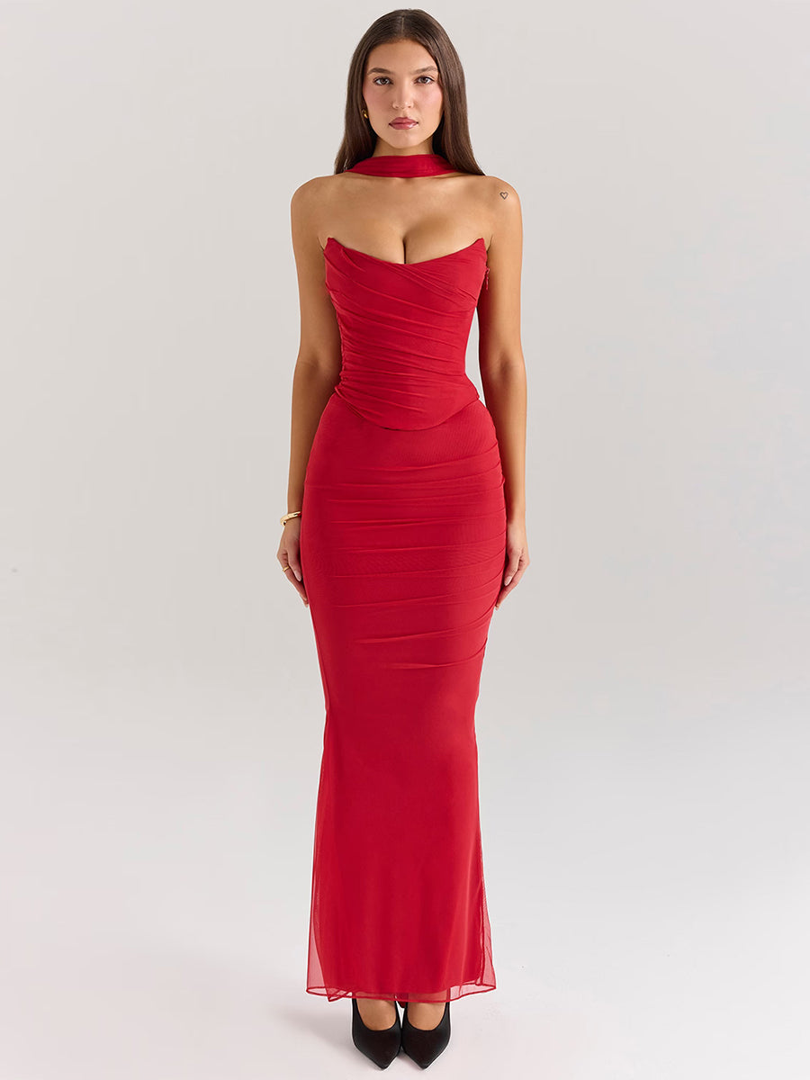 Suninheart Elegant Scarf Dress Set