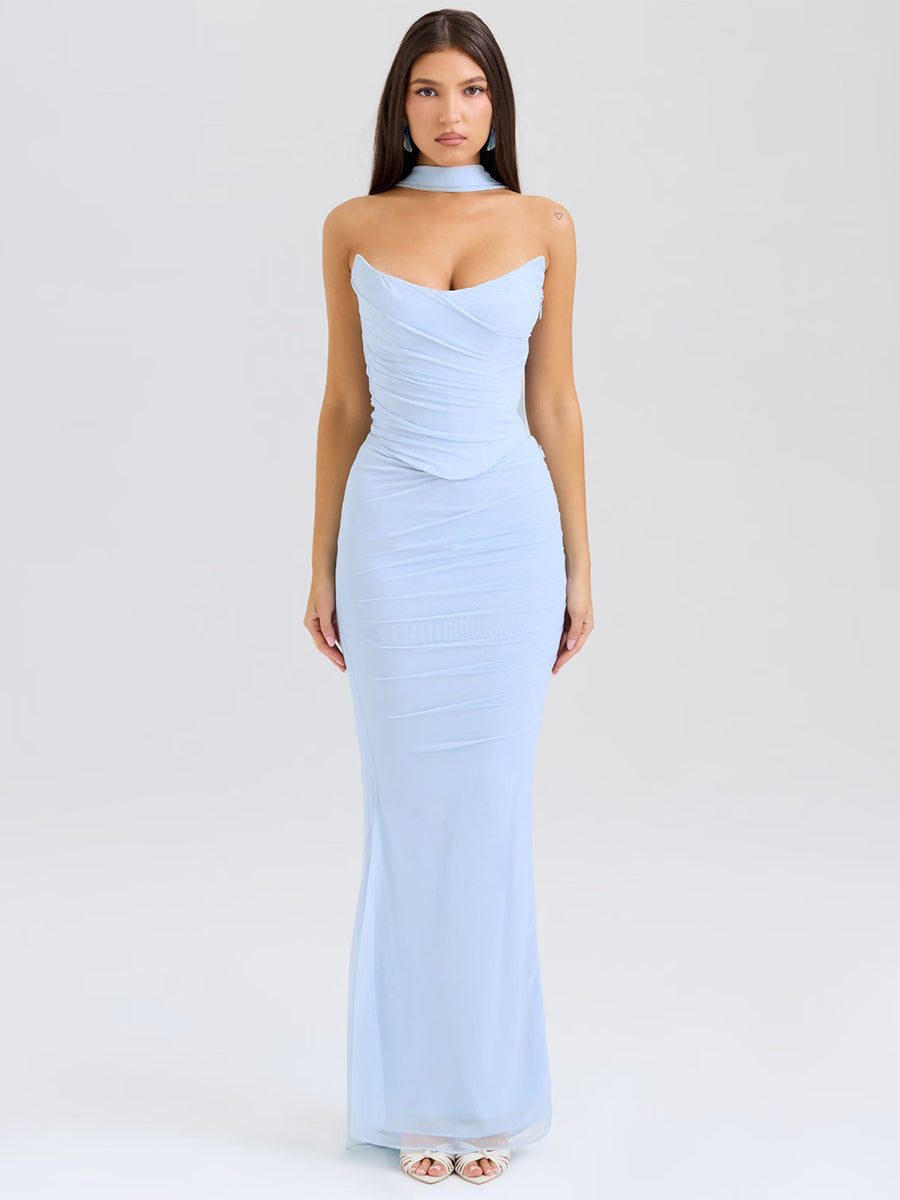 Suninheart Elegant Scarf Dress Set