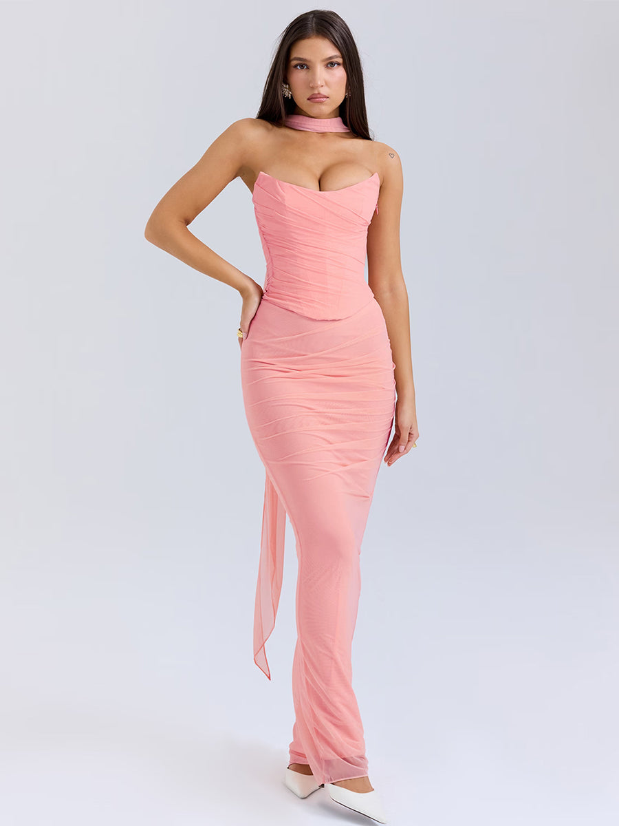 Suninheart Elegant Scarf Dress Set