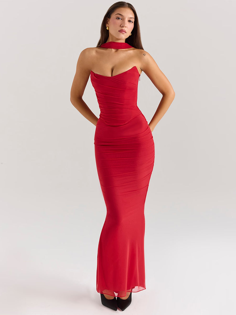 Suninheart Elegant Scarf Dress Set