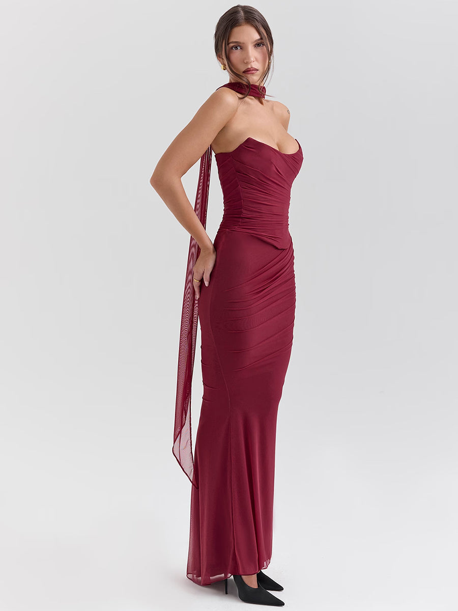 Suninheart Elegant Scarf Dress Set