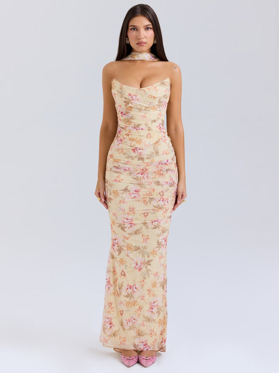 Suninheart Elegant Scarf Dress Set