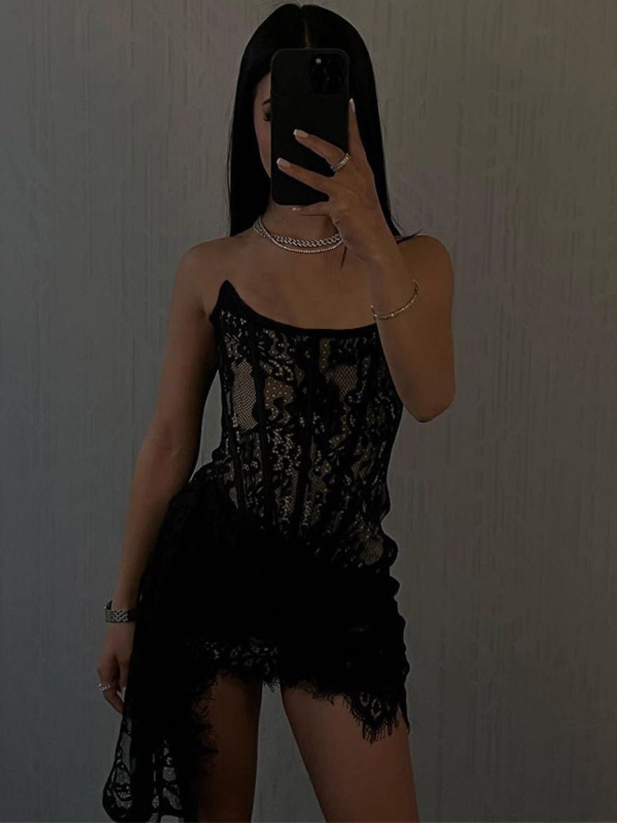 White Lace Corset Mini Dress