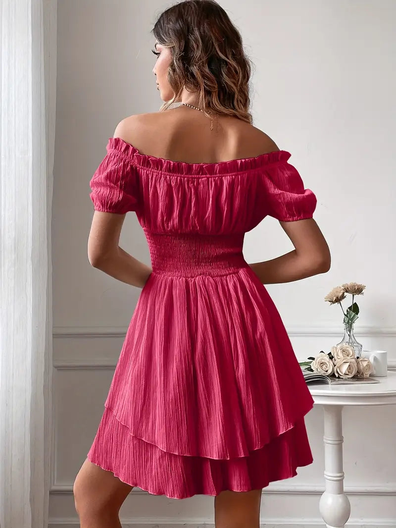 Women's Square Neck Ruffle Strap Dress
