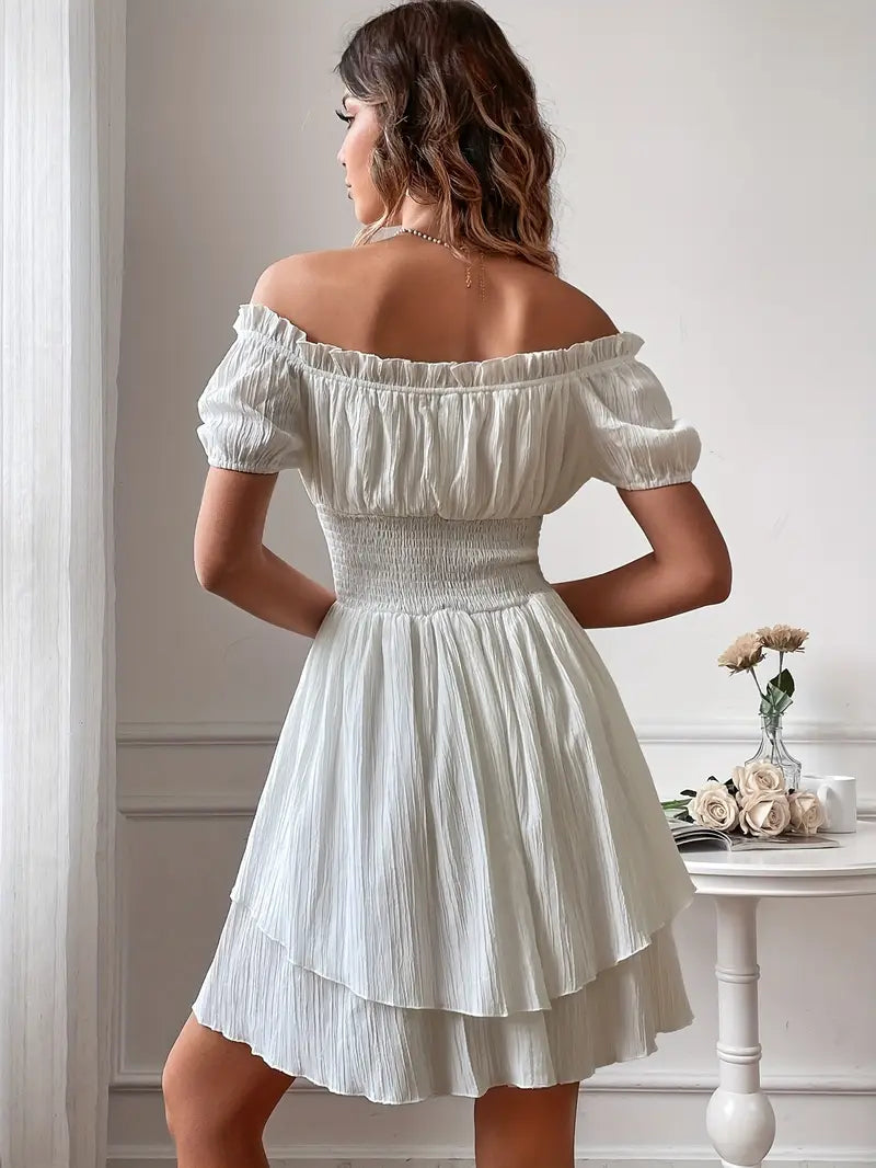Women's Square Neck Ruffle Strap Dress