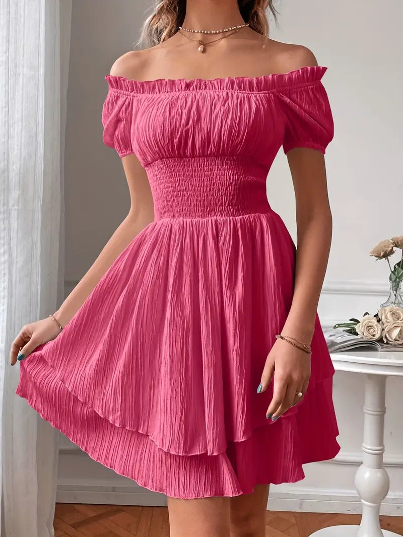 Women's Square Neck Ruffle Strap Dress