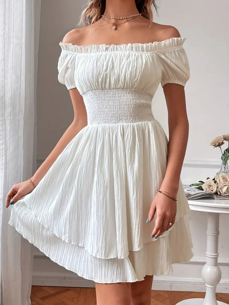 Women's Square Neck Ruffle Strap Dress