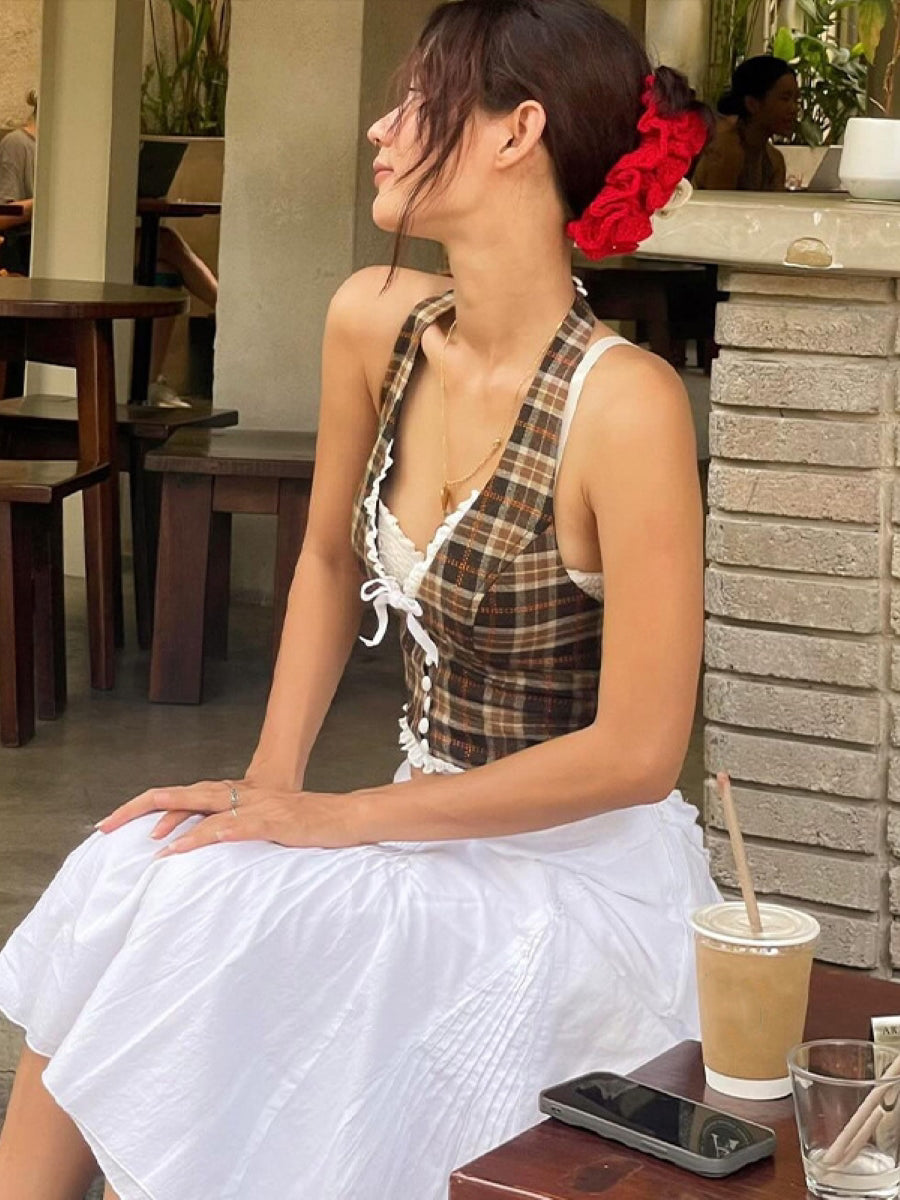Y2K Tie Front Halter