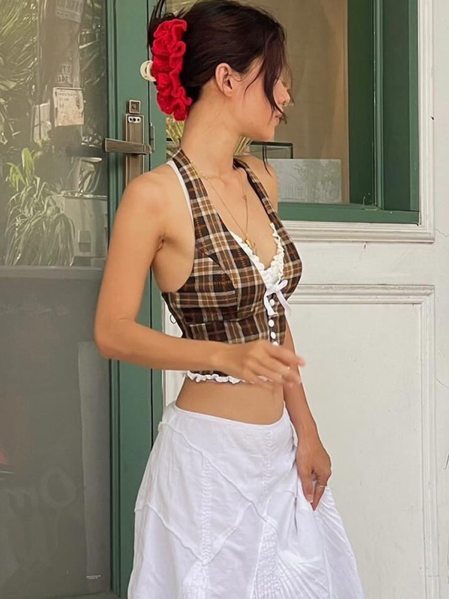 Y2K Tie Front Halter
