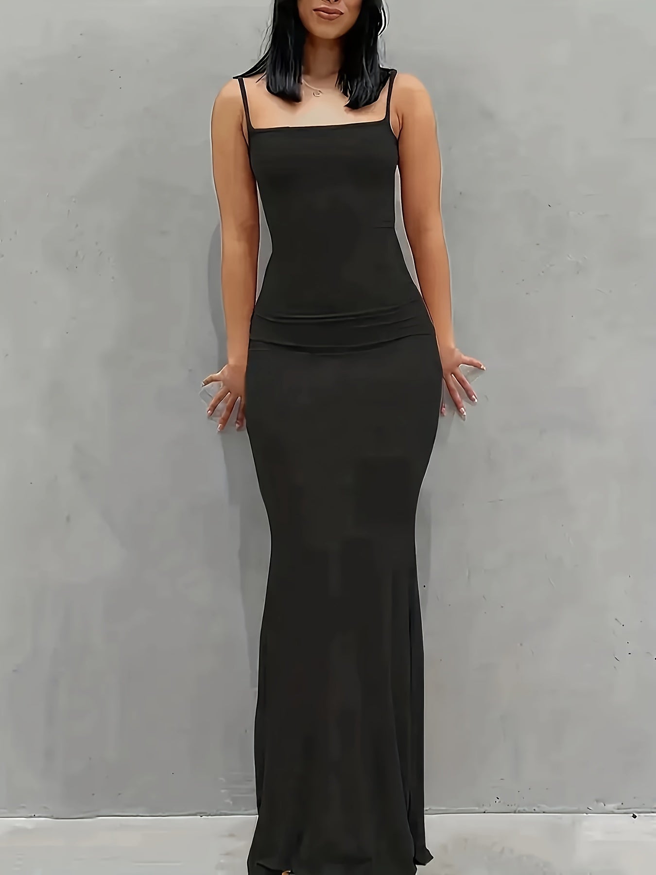 Elegant Solid Slip Maxi Dress