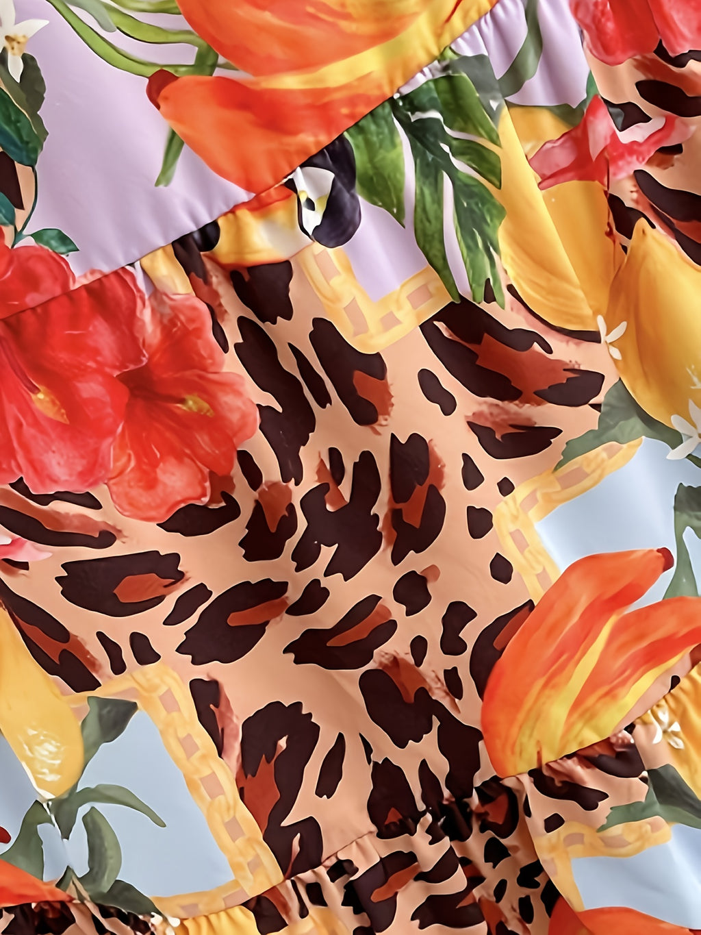 Tropical Print Off-Shoulder Mini Dress
