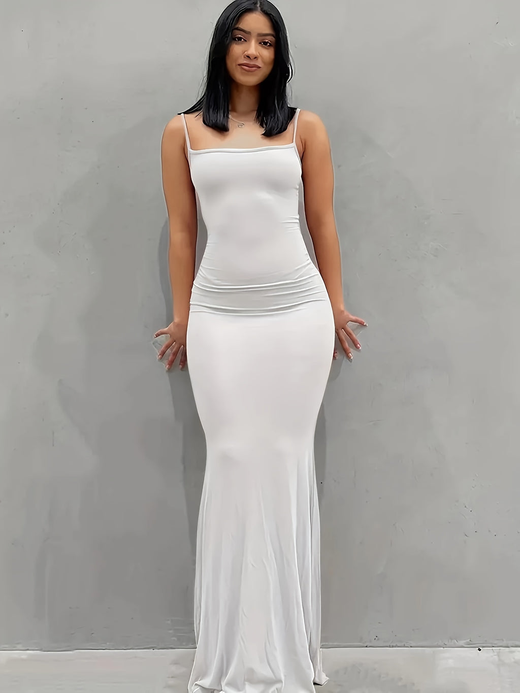 Elegant Solid Slip Maxi Dress